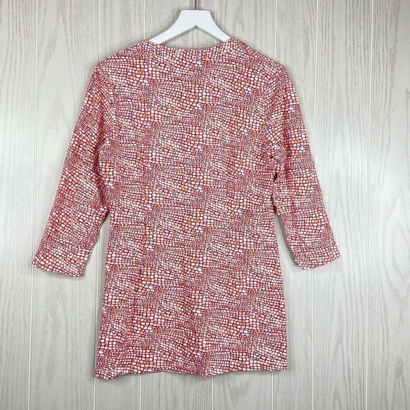 J. McLaughlin Women's Multicolor Brickwork 3/4 Length Split Neck Tunic Top Red S - Picture 5 of 6